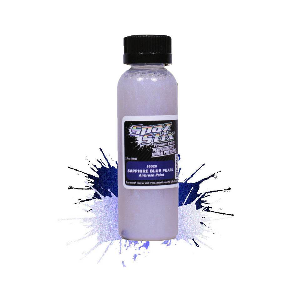 Spaz Stix Sapphire Blue Pearl Airbrush Ready Paint, 2oz 59ml Bottle SZX16020