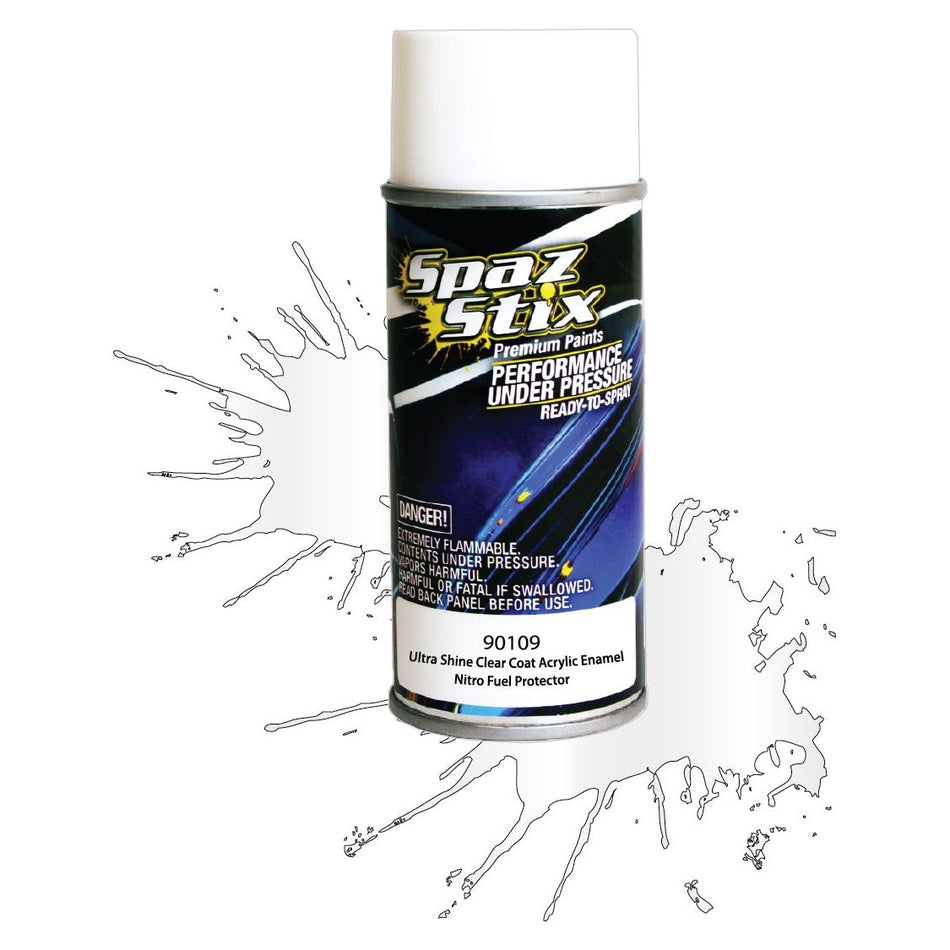 Spaz Stix Ultra Shine Clear Acrylic Enamel Paint, Aerosol 3.5oz 104ml Can SZX90109