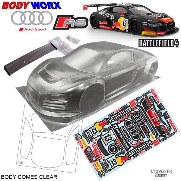 Bodyworx Audi R8 GT3 1/10th Clear Body-Shell 200mm BWX-N115