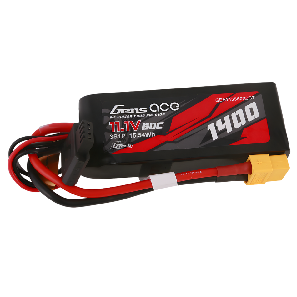Gens Ace G-Tech 3S 1400mAh 60C 11.1V Soft Pack XT60 GEA143S60X6GT