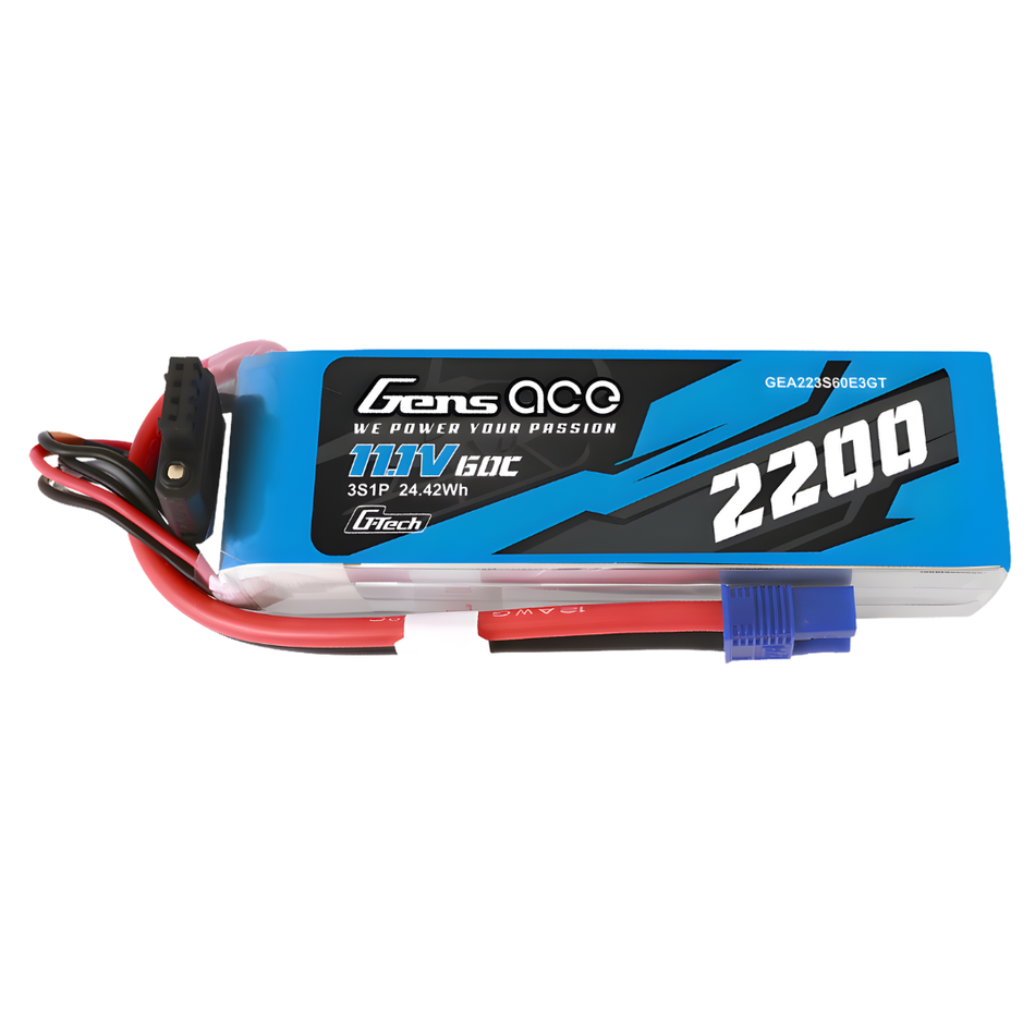 Gens Ace G-Tech 3S 2200mAh 60C 11.1V Soft Pack EC3 GEA223S60E3GT