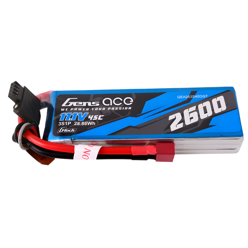 Gens Ace G-Tech 3S 2600mAh 45C 11.1V Soft Pack Deans GEA263S45DGT