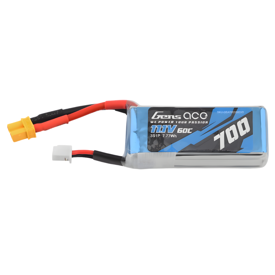 Gens Ace 3S 700mAh 11.1V 60C Soft Case LiPo Battery (XT30) GEA7003S60X3