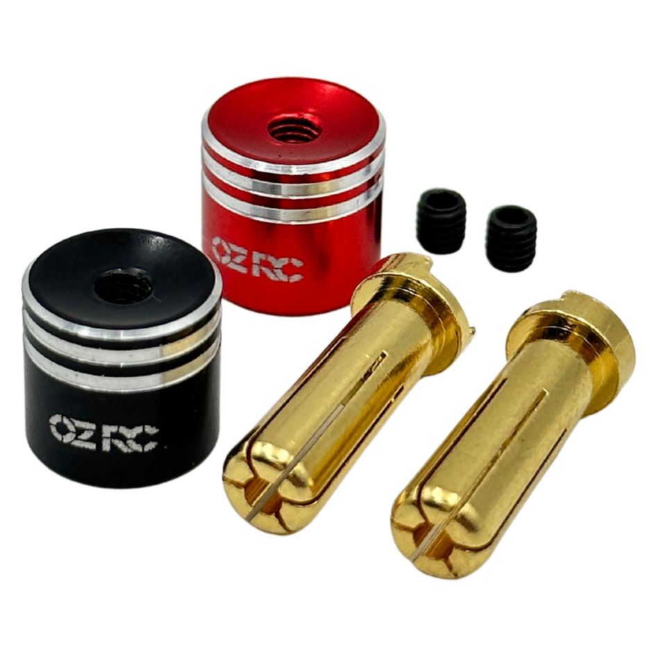 OZRC 5mm Bullet 90° Battery Connector w/ Alloy Heatsink Caps (2pc)