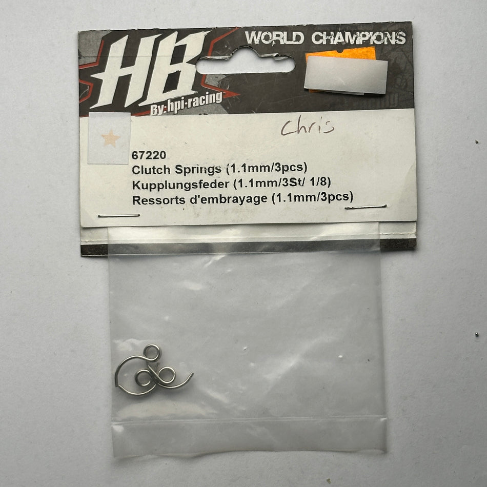 Hot Bodies 67220 Clutch Springs 1.1mm 3pcs Nitro Part [Scratch & Dent]