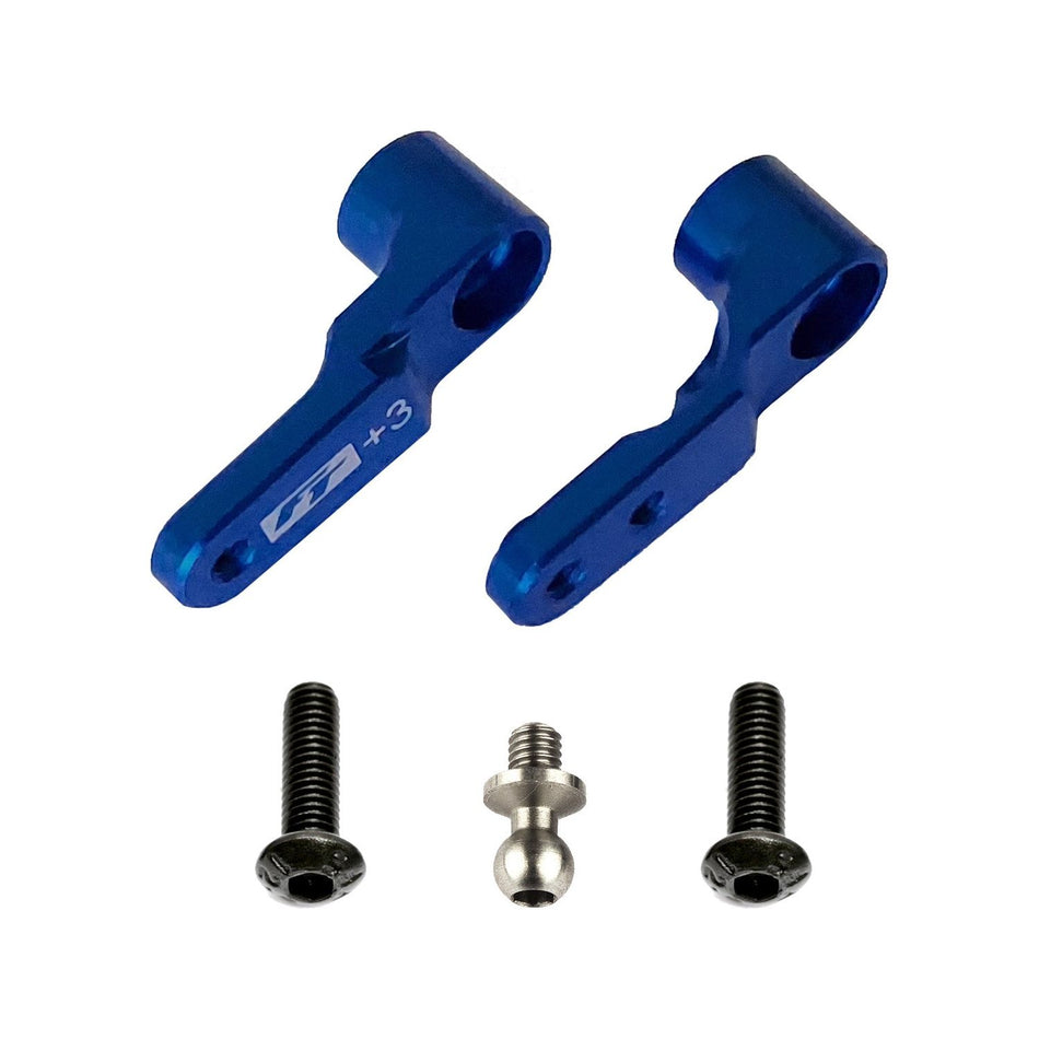 Team Associated RC10B6 FT Steering Bellcranks, +3mm, Blue Aluminium 91914