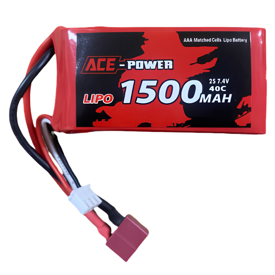 ACE Power 2S 1500mAh 40C LiPo Battery Soft Case Deans ACE1500SC402SDEAN