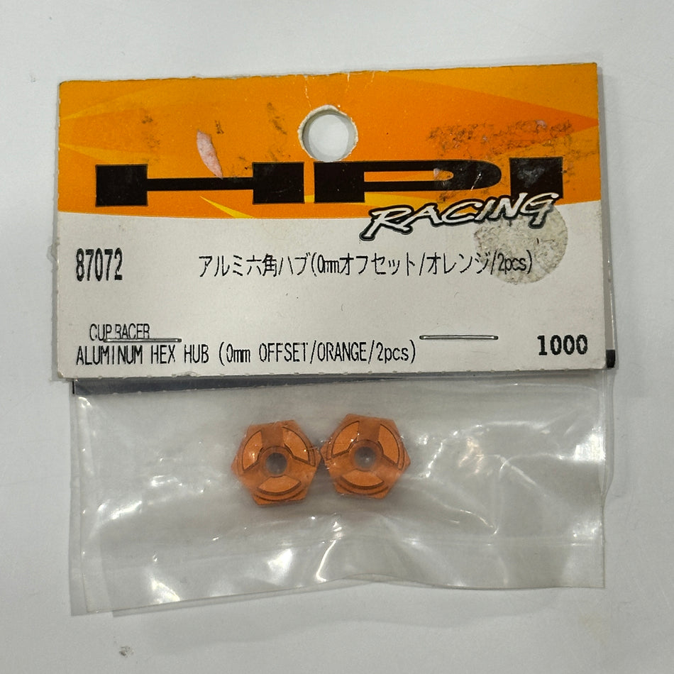 HPI 87072 Cup Racer Alloy Hex Hub 0mm Offset Orange 2pcs [Scratch & Dent]