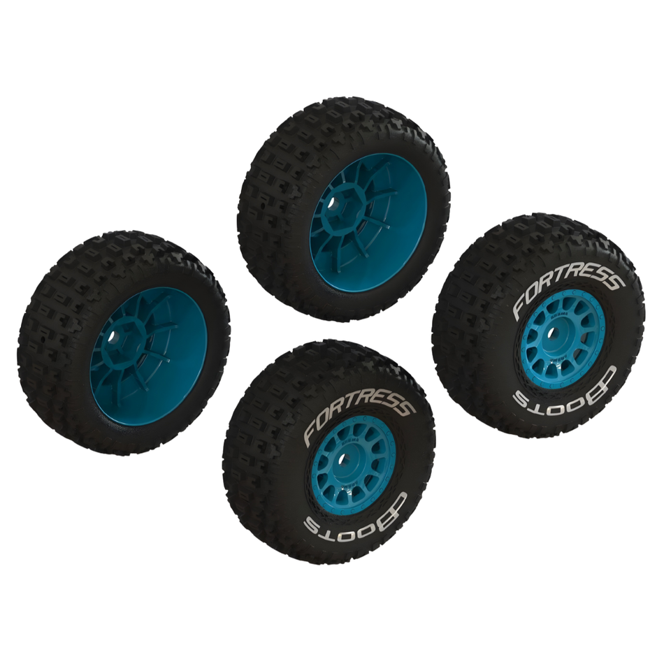 ARRMA dBoots Fortress Glued Tyre Set Blue 12mm Wheels ARA-1571