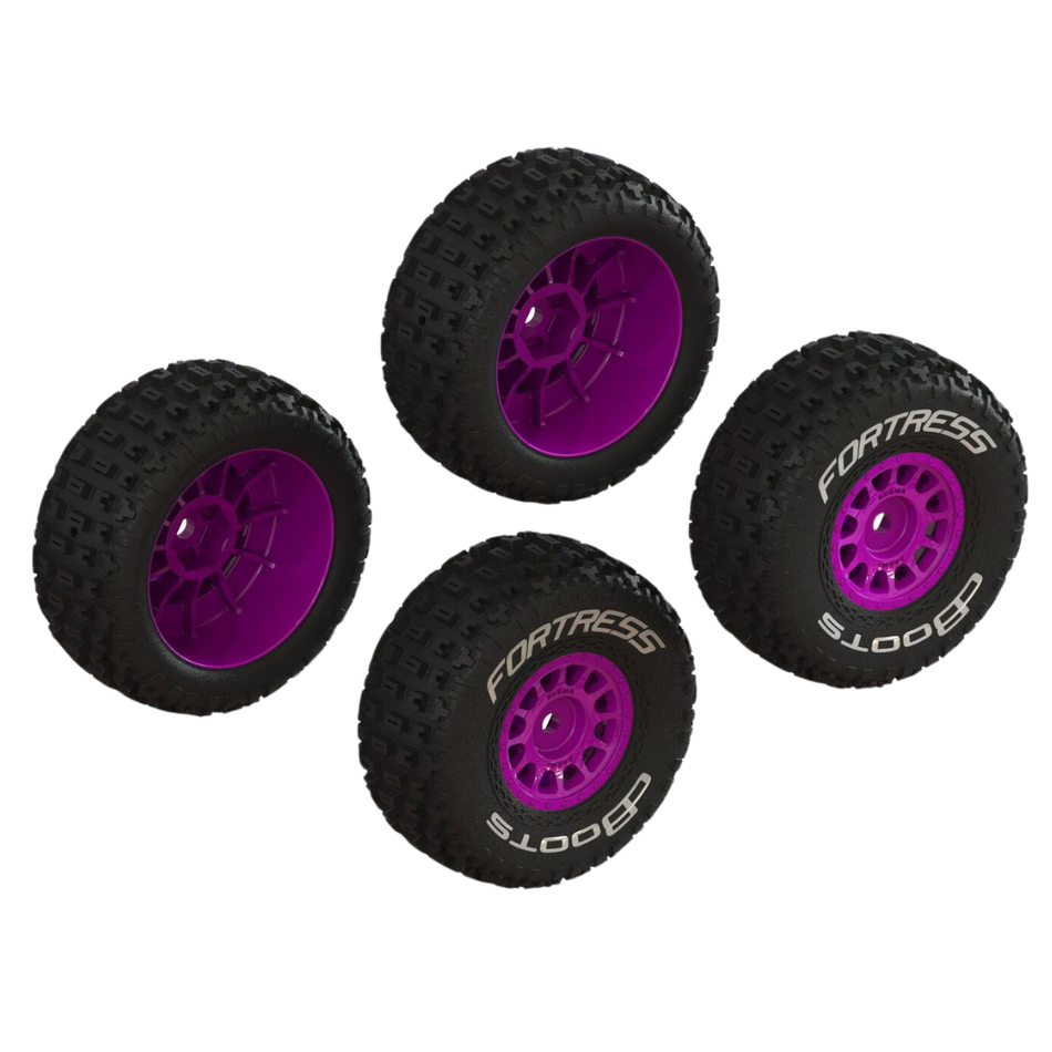 ARRMA dBoots Fortress Glued Tyre Set Purple 12mm Wheels ARA-1570
