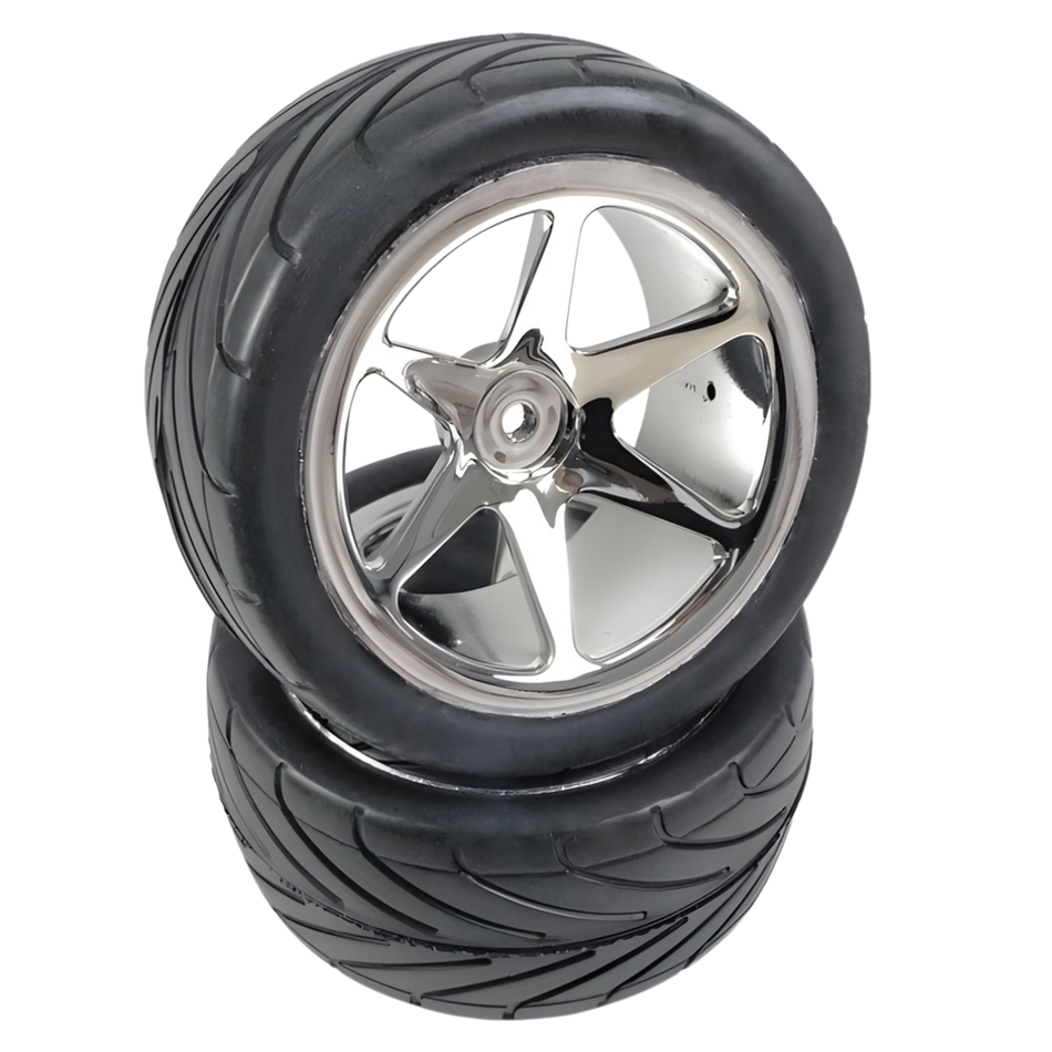 Absima 1/10 Buggy Rear Wheel Tyre Set Chrome 6 Spoke 2pcs 2500020