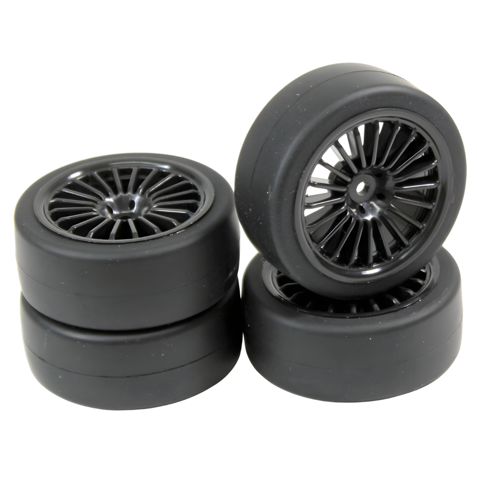 Absima 1/10 Onroad Wheel Set 20 Spoke Slick Black 4pcs AB2510001