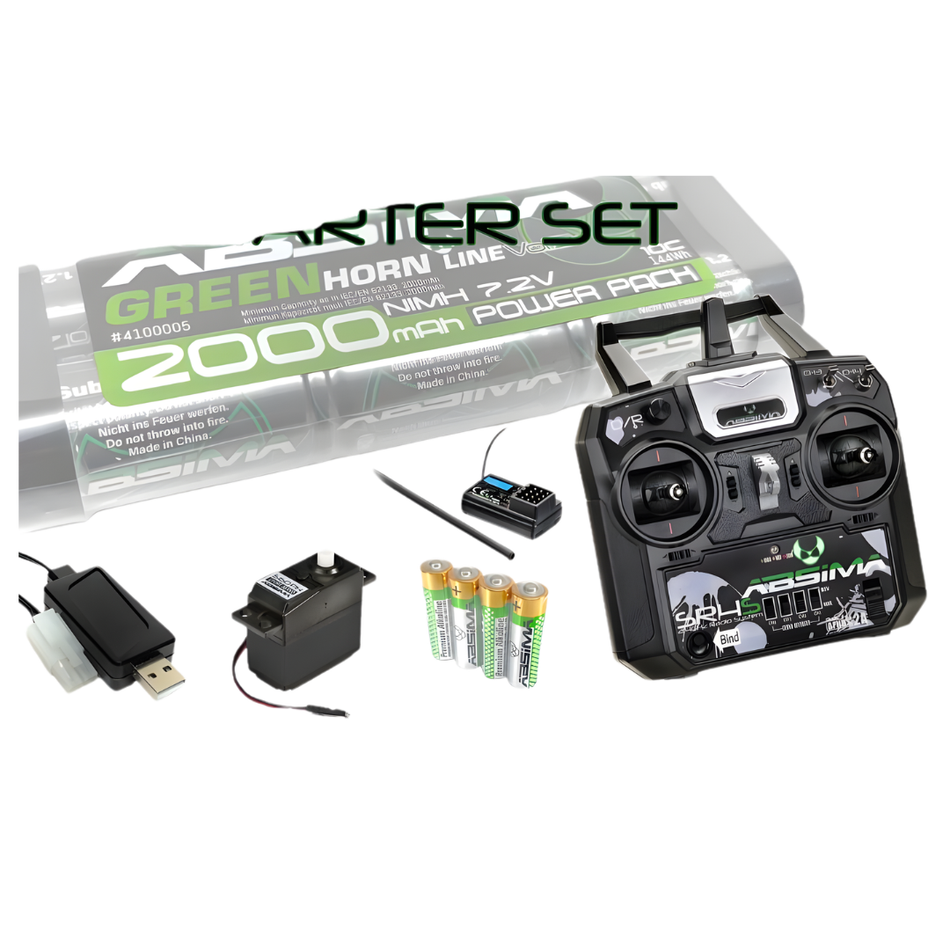 Absima SR4S RC Car Electronics Radio Pack Starter Set Stick NiMH 7.2V AB2200013