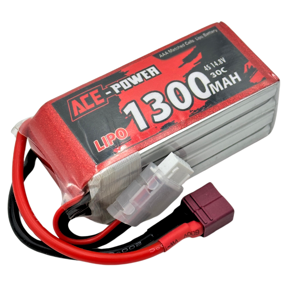 Ace Power 1300mAh 14.8v LiPo Battery 4s 30c w/ Deans T Connector