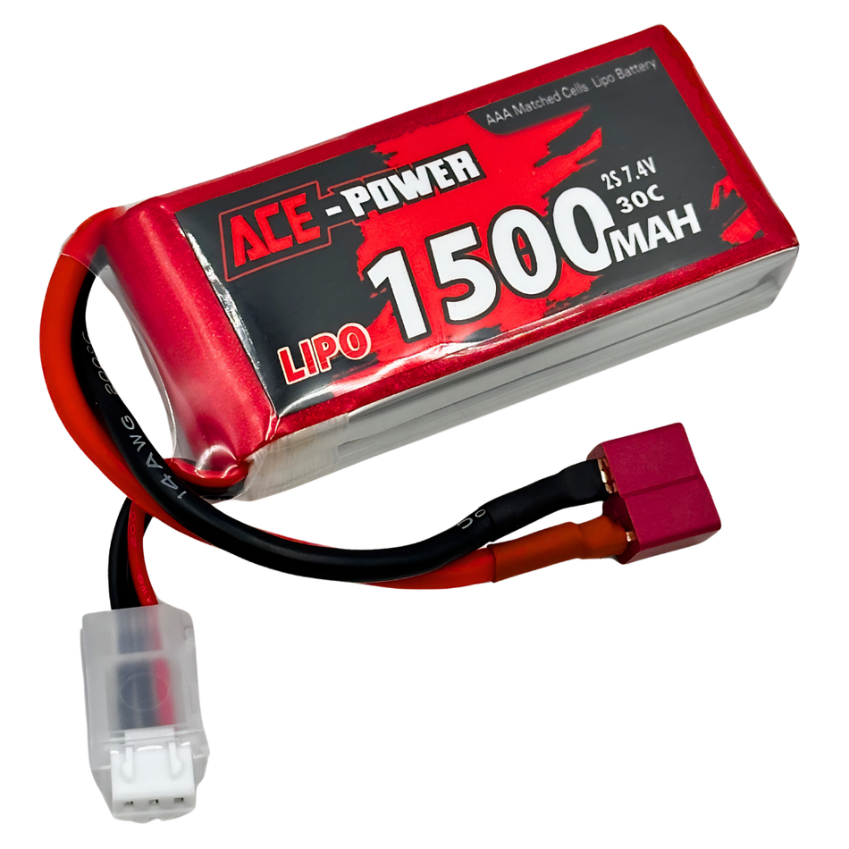Ace Power 1500mAh 2S 40C Lipo Battery Deans Connector ACE1500SC302SDEAN