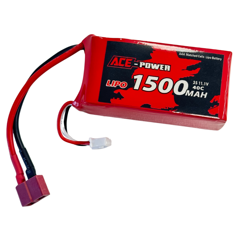 Ace Power 1500mAh SC 40C 3S Deans LiPo Battery 11.1V ACE1500SC403DEAN