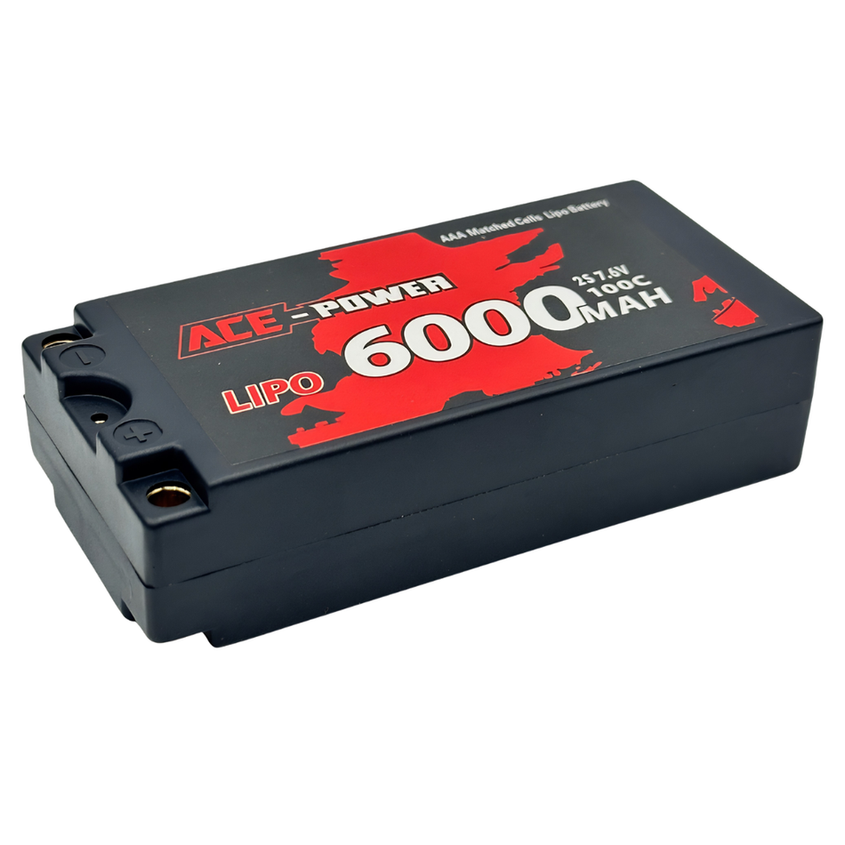 Ace Power 6000mAh 7.6V 2S HV 100C LiPo Shorty Pack with Deans Connector Suits 1/10 RC