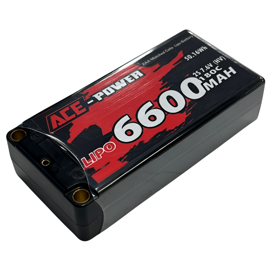 Ace Power 6600Mah HC 180C 2S 7.4v LiPo Battery 5mm Bullet Shorty Size