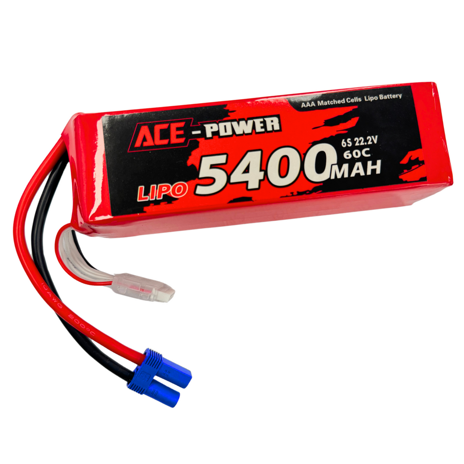 Ace Power 6S 22.2V 5400mAh 60C Soft Case LiPo Battery EC5