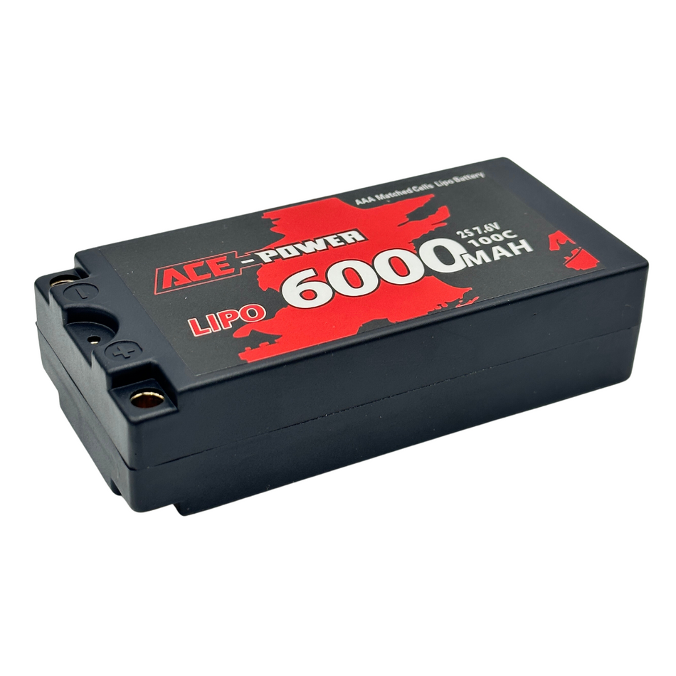Ace Power 6000mAh 7.6v 2S (HV) 100C Shorty Pack LiPo Battery w/ Deans Connector