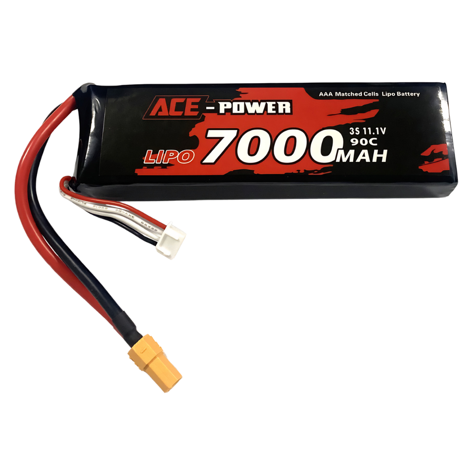 Ace Power 7000mAh 3S 11.1V 90C LiPo Battery Soft Case XT90 ACE7000SC903SXT90