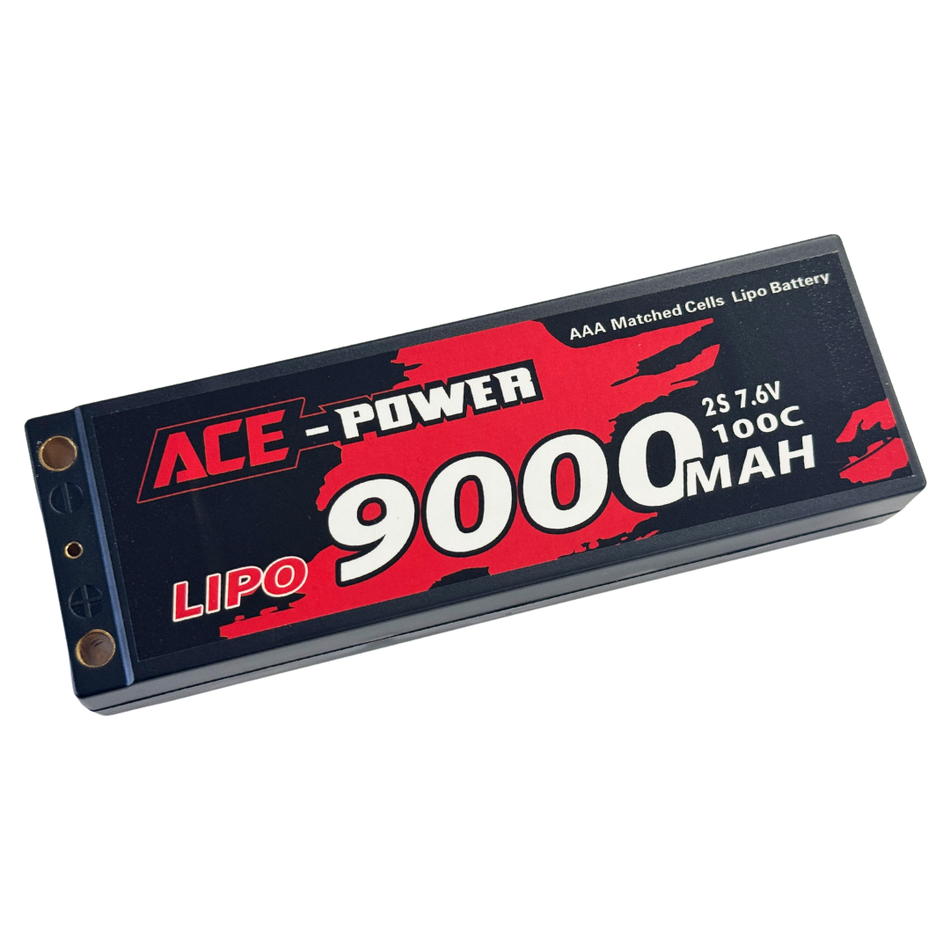 Ace Power 9000mAh HC 100C 2S Deans Hard Case LiPo Battery ACE9000HC1002SDEAN