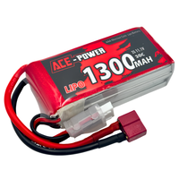 Ace Power 1300mAh 3S 30C 11.1V LiPo Battery Deans ACE1300SC303SDEAN