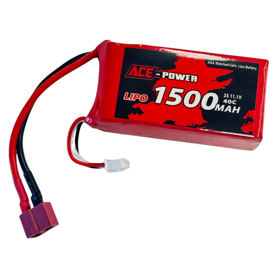 Ace Power 1500mAh 3S 40C 11.1V LiPo Battery Deans ACE1500SC403DEAN
