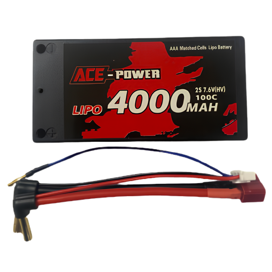 Ace Power 2S 4000mAh 100C HV Shorty Deans LiPo ACE4000HC1002S4MM