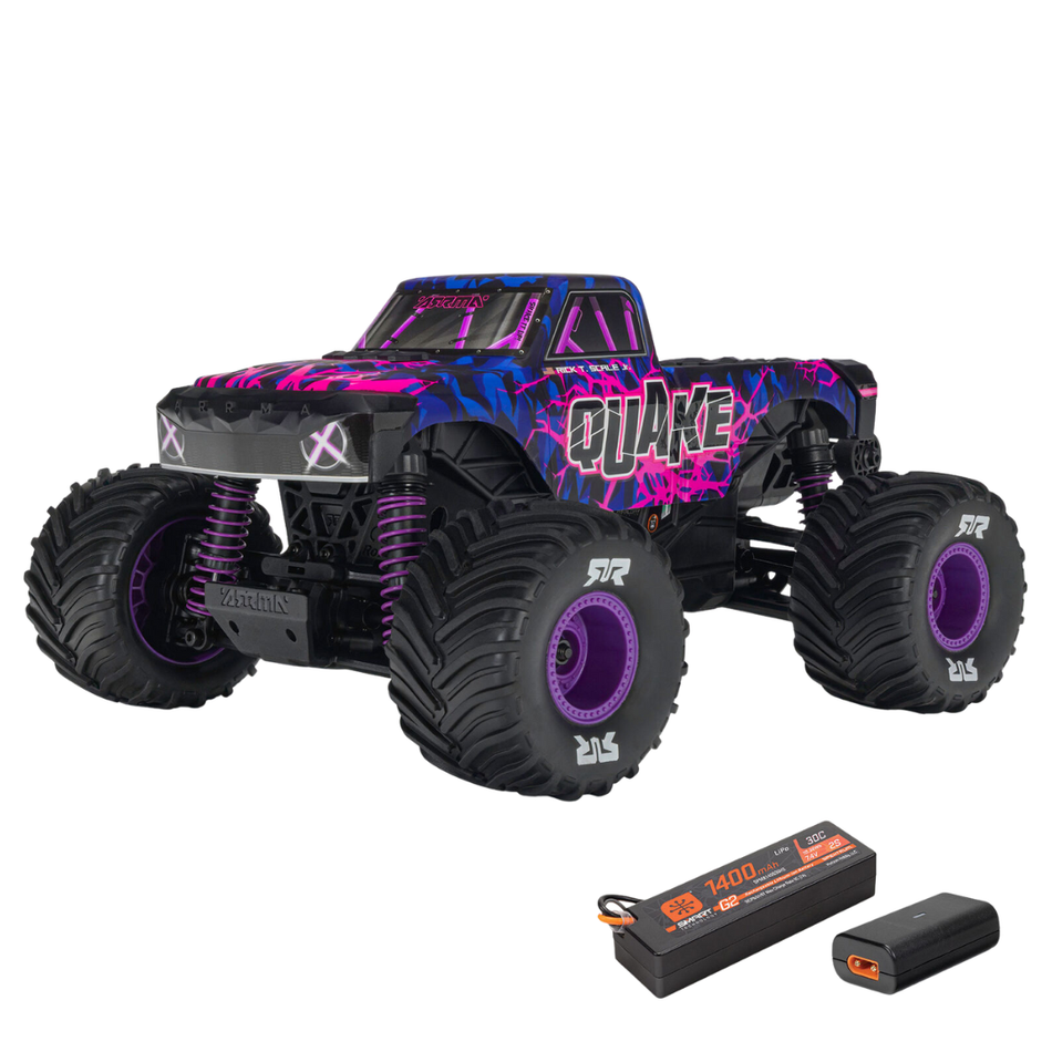Arrma Quake Grom 1/16 4X4 RTR RC Brushed Monster Truck Purple ARA2137T3