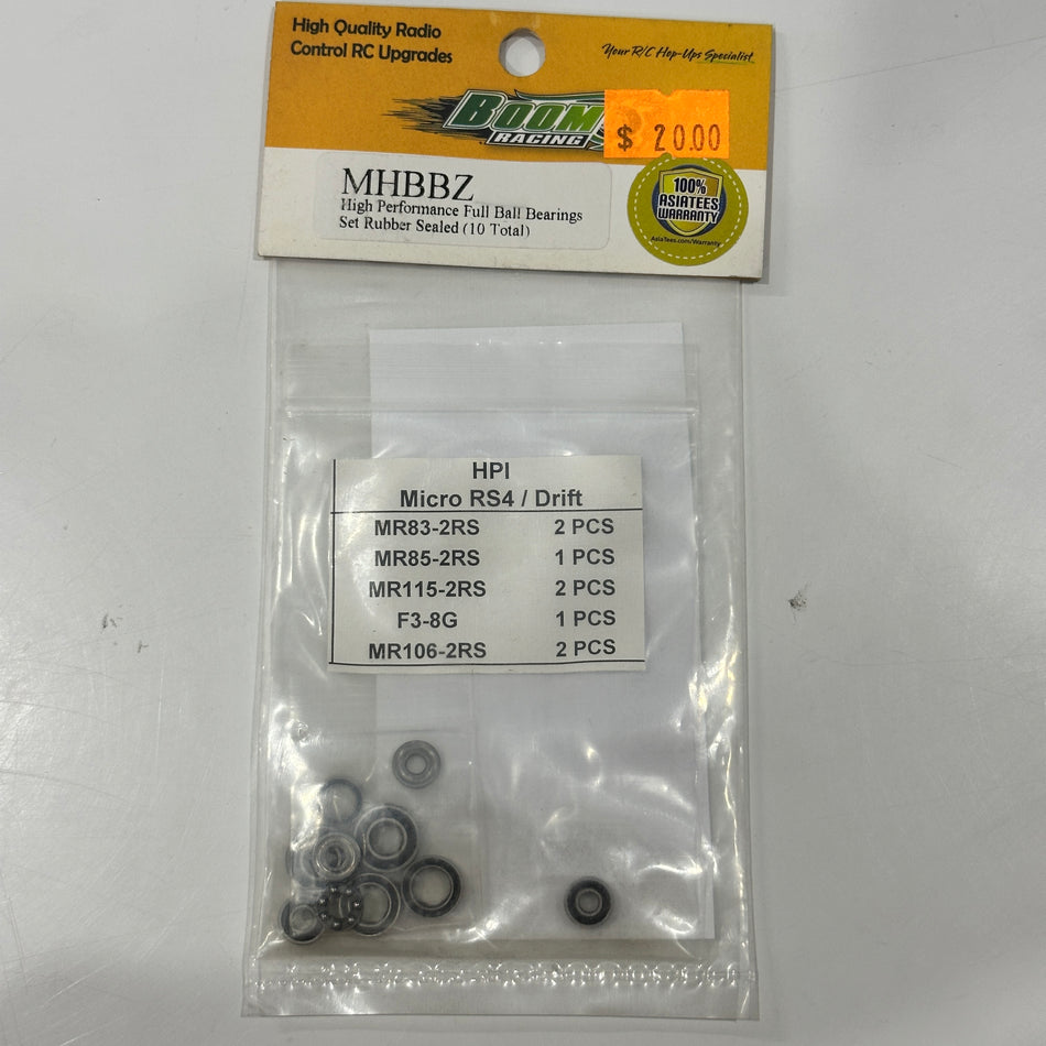 Boom Racing Micro RS4 MHBBZ Ball Bearings Set Rubber Seal 10pcs [Scratch & Dent]