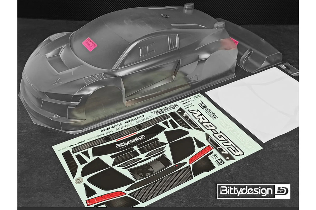 Bitty Design Body Shell Bittydesign AR8-GT3 1/10 Clear Body Shell w/ Decals BDGT-190R8 – OZRC