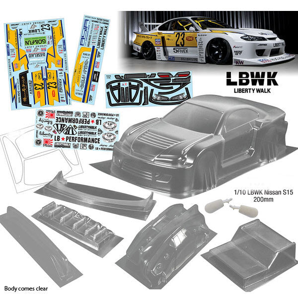 BodyWorx Nissan S15 LWBK 1/10 Clear Body Shell 200mm BWX-N148