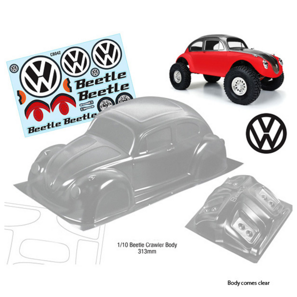 Bodyworx CB042 Beetle 313mm Crawler Clear Lexan Body BWX-CB042
