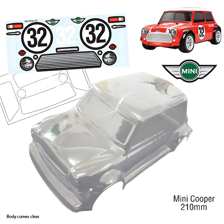 Bodyworx Mini Cooper 1/10 RC Clear Body 210mm BWX-B106