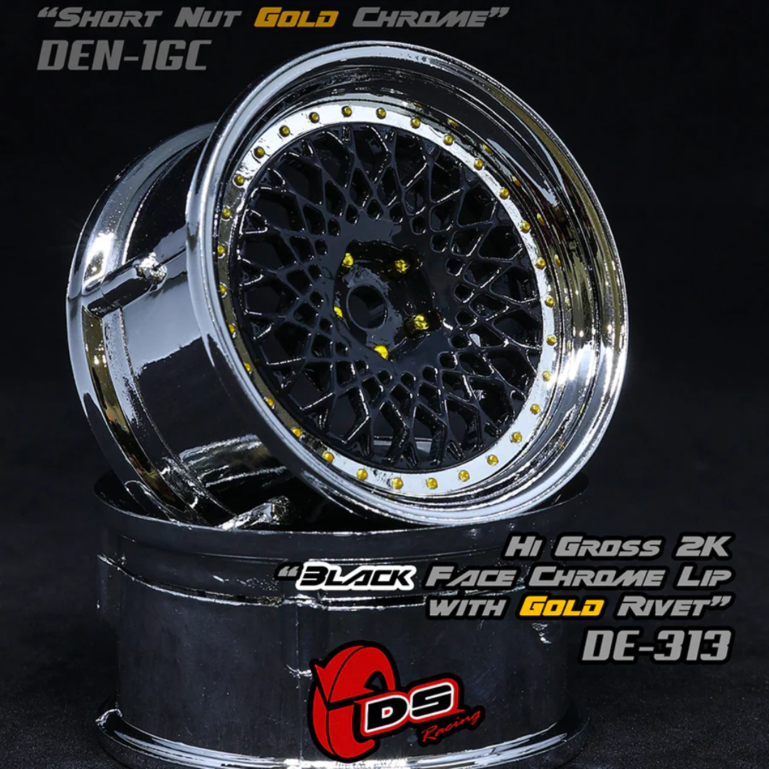 Ds Racing DS Racing DE Mesh 1/10 Drift Wheels w/ Gold Rivets (Black/Chrome) 2pc ...