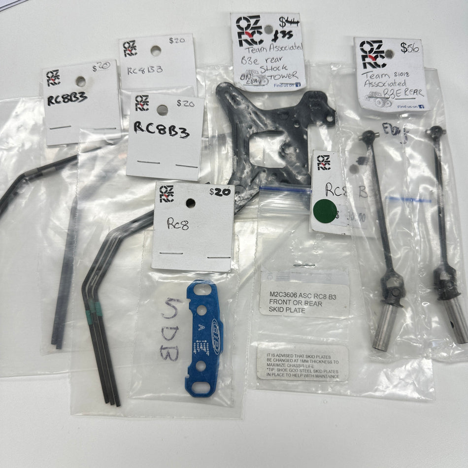 Team Associated RC8 B3 Sway Bars Shafts Tower Bundle [QW038 Scratch & Dent]