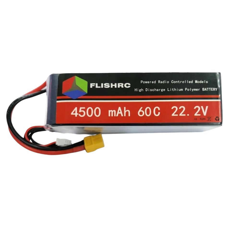 FlishRC 4500mAh 6S 22.2V 60C LiPo Battery AH-64 AS350 AH-6 UH-1 Helicopter XT60