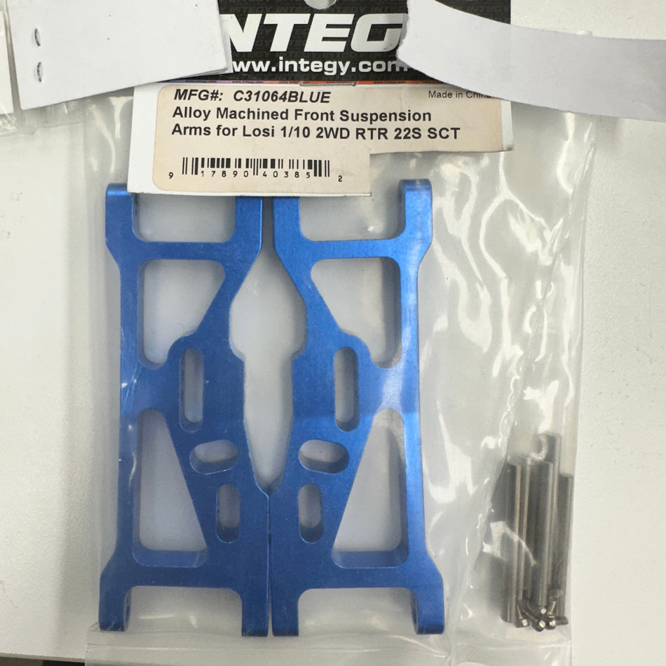 Integy C31064BLUE Blue Billet front SuspensionArms 22s [Scratch & Dent]
