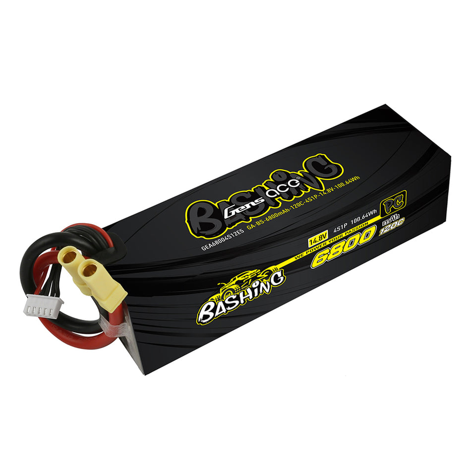 Gens Ace 6800mAh 4S Bashing 14.8V 120C Hard LiPo Battery w/EC5 GEA68004S12E5