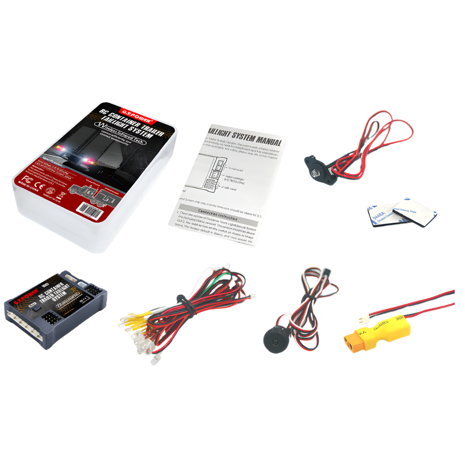 GT Power RC Container Trailer Taillight System Wireless IR Suits Tamiya GT-CONTAINERTAILIGHT