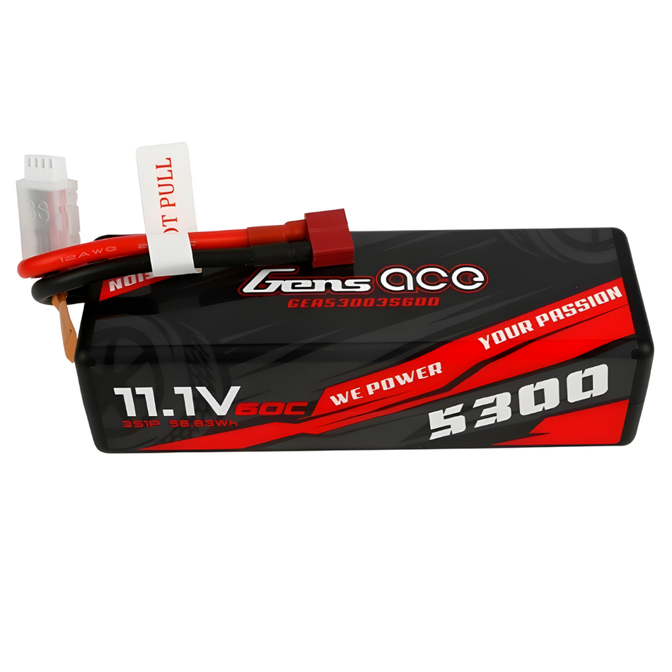 Gens Ace 5300mAh 11.1V 3S 60C Hardcase LiPo Battery w/Deans GEA53003S60D
