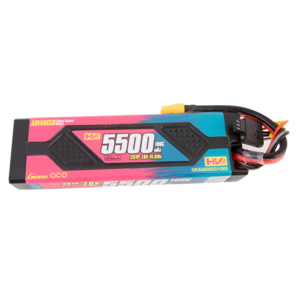 Gens Ace 2S Advanced 5000mAh 7.6V 100C Hardcase Lipo Battery w/ XT60 GEA55002S10X6