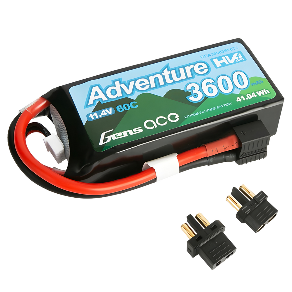 Gens Ace 3S Adventure 3600mAh 11.4V 60C Soft Case HV LiPo Battery GEA36003S60T3