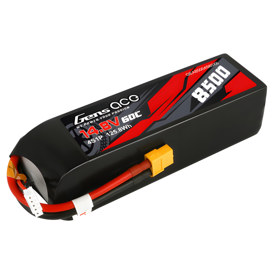 Gens Ace 4S 8500mAh 14.8V 60C XT60/TRX LiPo Battery GEA85004S60X6