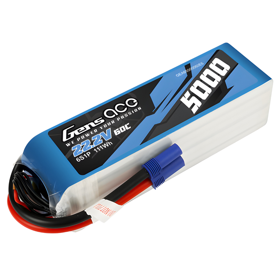 Gens Ace 6S 5000mAh 22.2V 60C EC5 LiPo Battery (Fit Maxx Slash) GEA6S500060E5