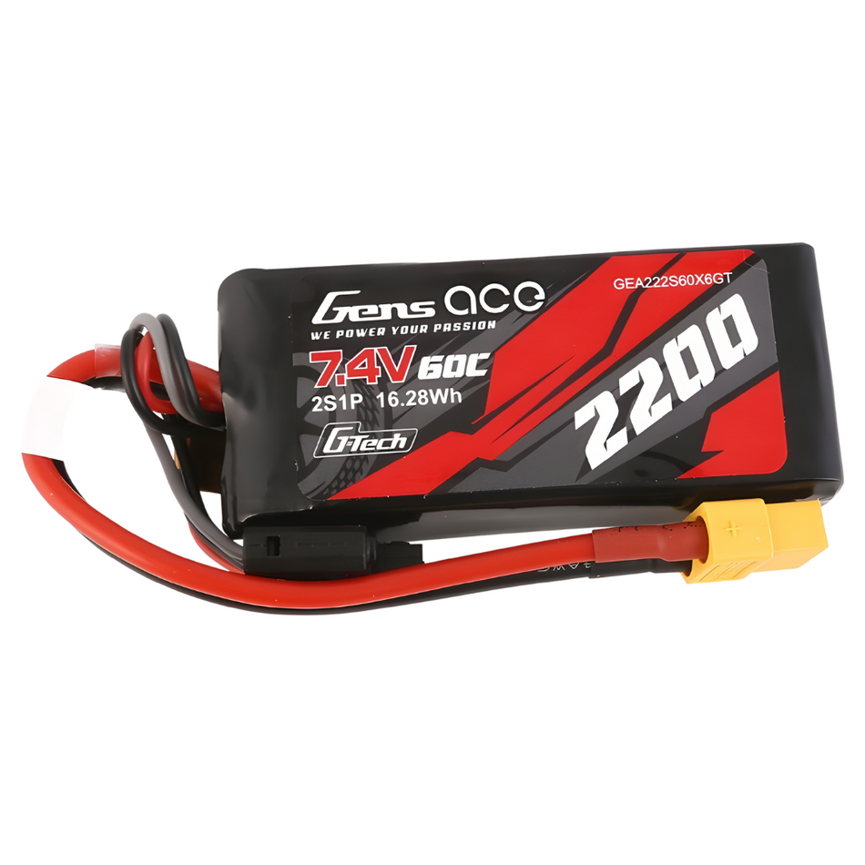 Gens Ace G-Tech 2S 2200mAh 60C 7.4V LiPo Battery (XT60) GEA222S60X6GT