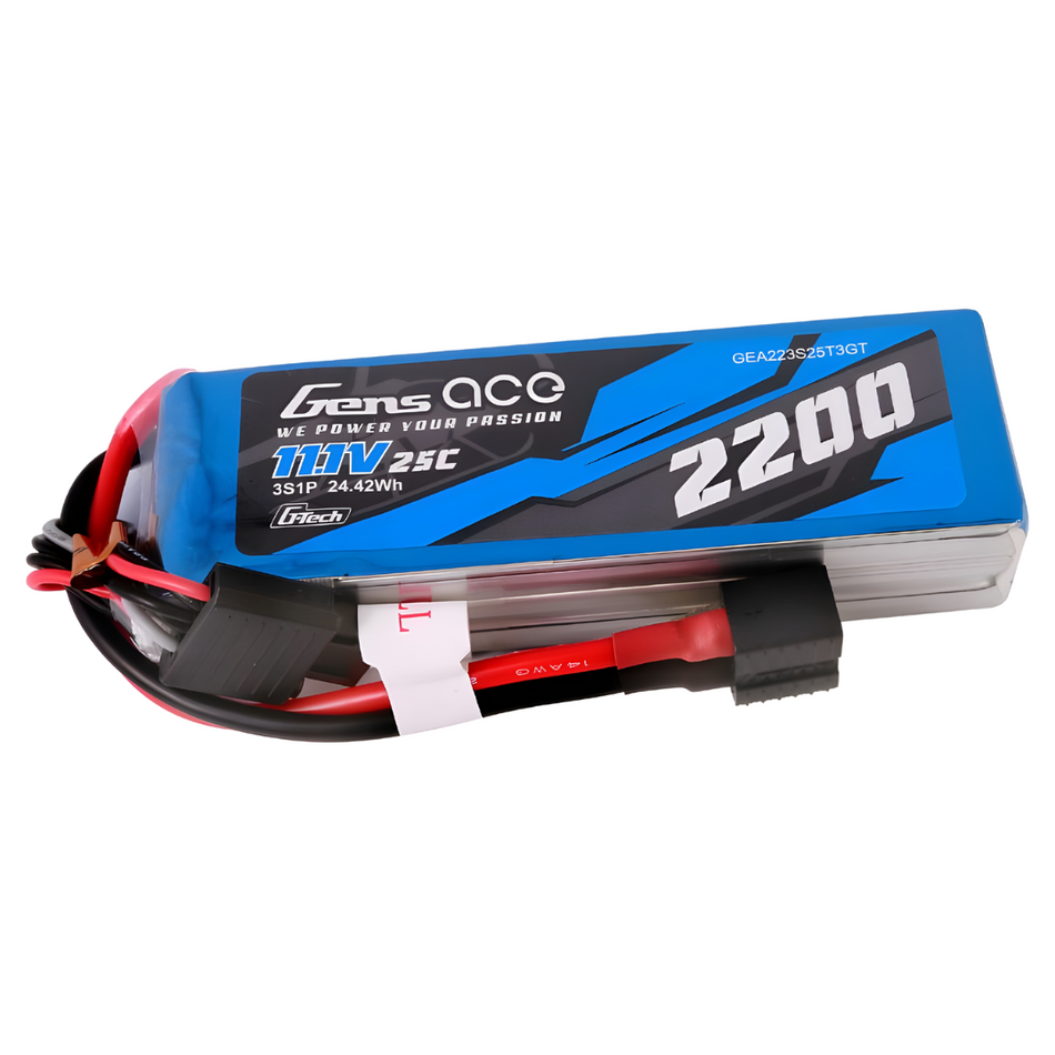 Gens Ace G-Tech 3S 2200mAh 25C 11.1V LiPo Battery (1TO3) GEA223S25T3GT