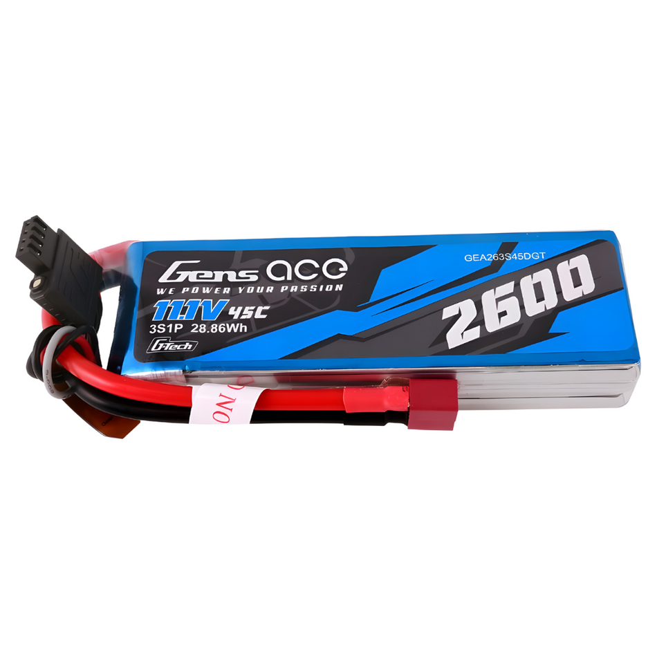 Gens Ace G-Tech 3S 2600mAh 45C 11.1V LiPo Battery (Deans) GEA263S45DGT