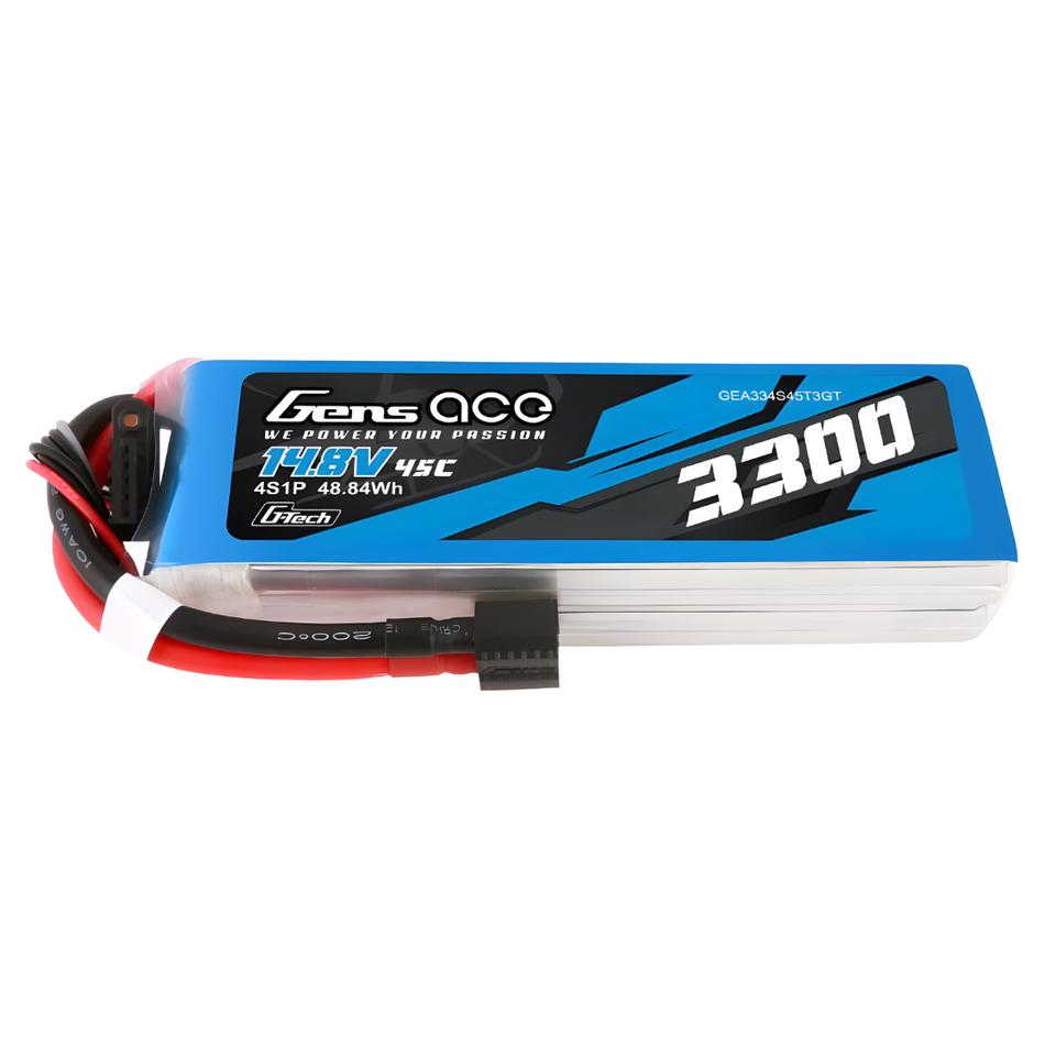 Gens Ace G-Tech 4S 3300mAh 45C 14.8V LiPo Battery (1TO3) GEA334S45T3GT